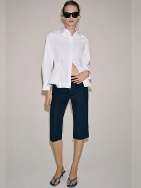 NWT Zara ZW Collection Denim Capri Pants